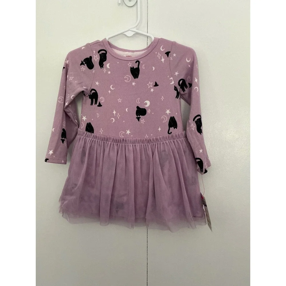 Cat & Jack Baby Girls Lavender Purple Black Cat Halloween Tutu Dress 18M NWT